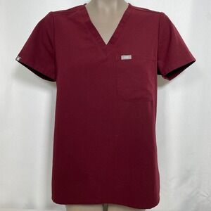 FIGS Technical Collection Catarina One Pocket Burgundy Scrub Top Women's SMALL